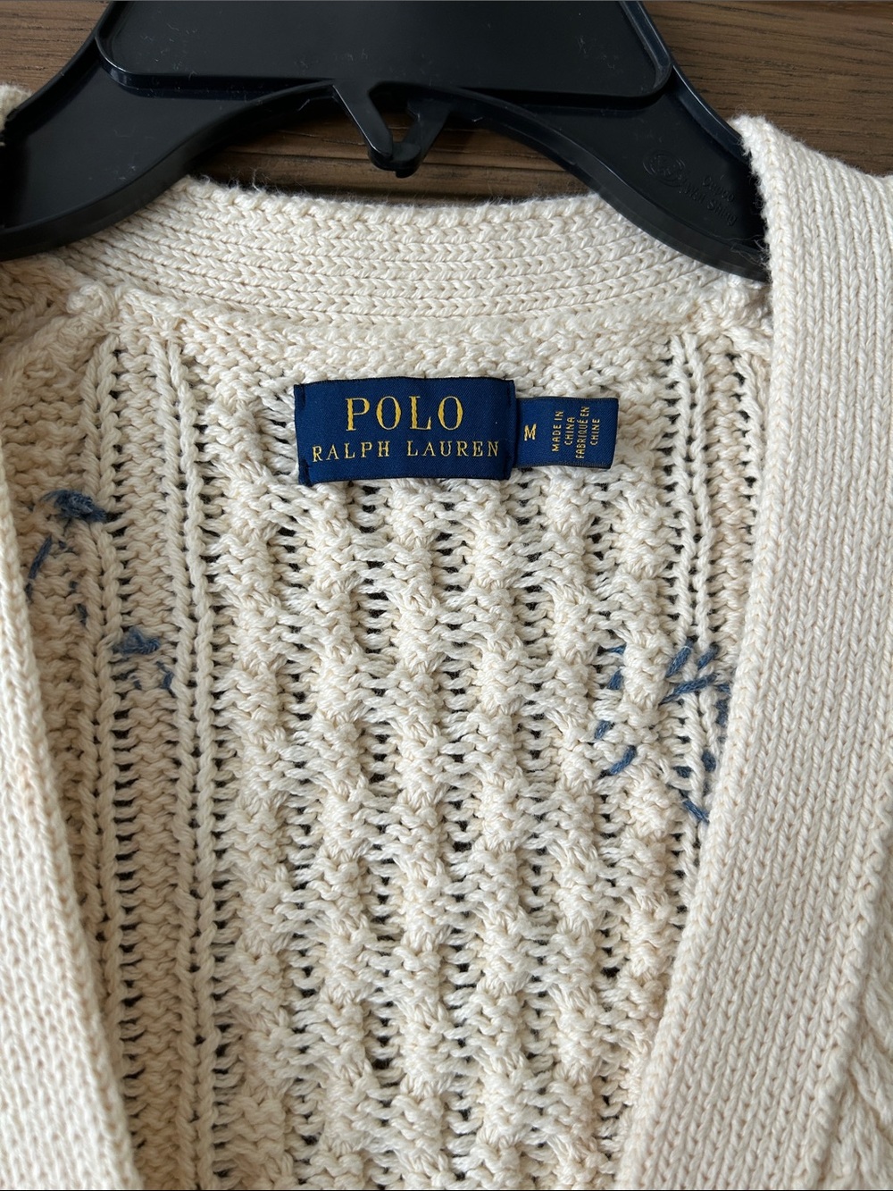 Rare Polo Ralph Lauren Women’s Cotton Cable Patchwork Cardigan Pockets Elbow M - Picture 2 of 14